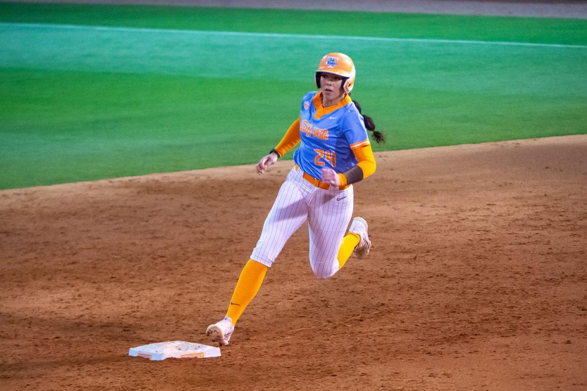 McKenna Gibson, 24, rounds the bases in a win over Florida on March 24, 2023.
