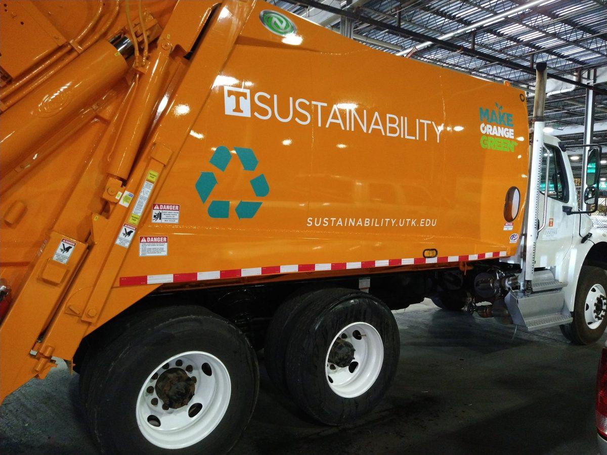 The UT Office of Sustainability recycling truck gets a makeover and is posted to Twitter on July 1, 2021.