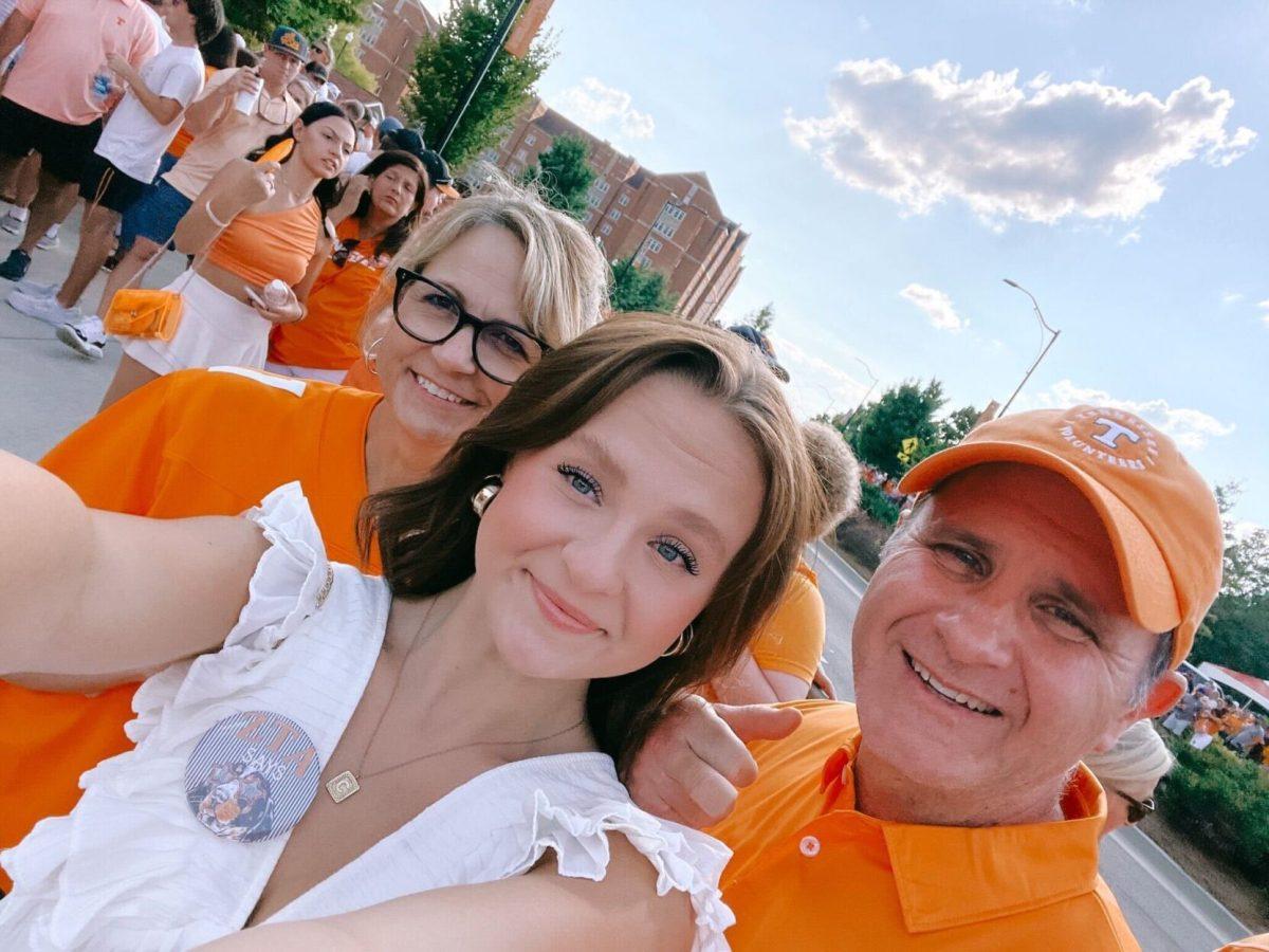 Doug and Cathie are in high spirits to attend the football game against Akron with their daughter during Fall Family Weekend 2022. 