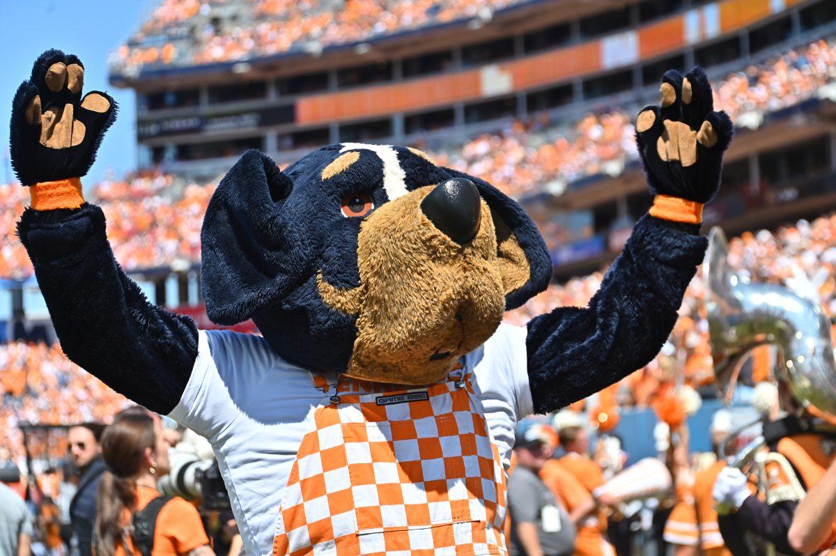 Smokey celebrates a touchdown in Nissan Stadium. Saturday, Sept. 2, 2023. 