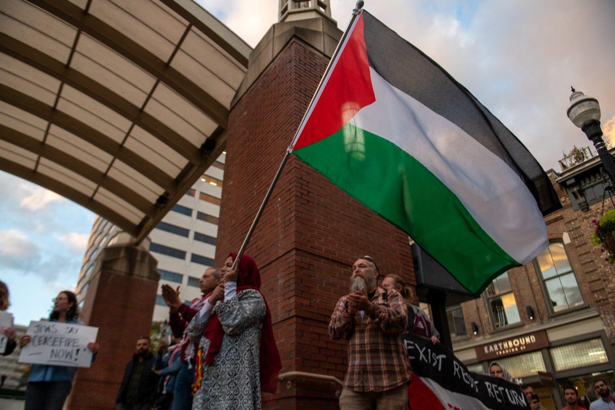 Citizens of Knoxville gather at Market Square for a rally for Palestine in the wake of the recent and ongoing Israeli aggression. Friday, Oct.20, 2023.