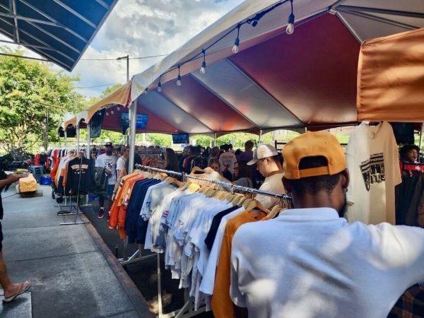 Knoxville Vintage Market set up outside of The Hill for customers to browse and buy vintage clothing pieces. Thursday, Sept. 7, 2023.