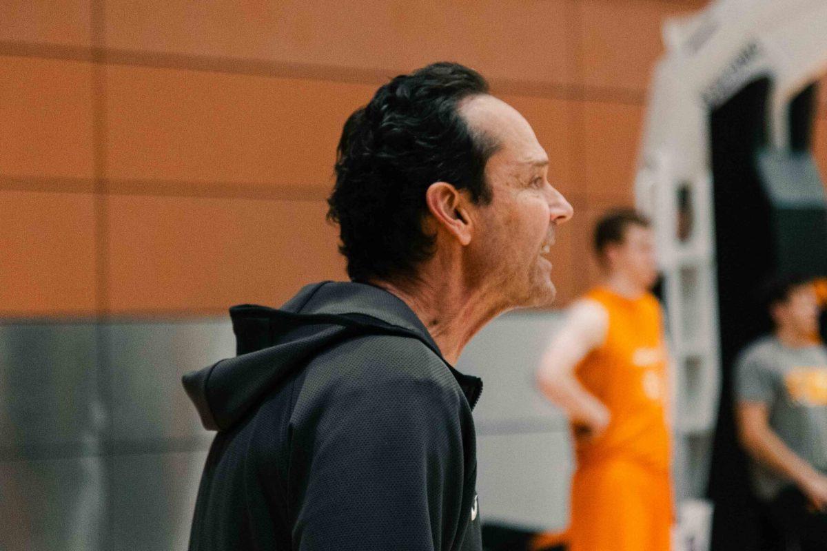 Assistant coach Gregg Polinsky coaches at practice in Pratt Pavilion. Thursday, Nov. 2, 2023. 