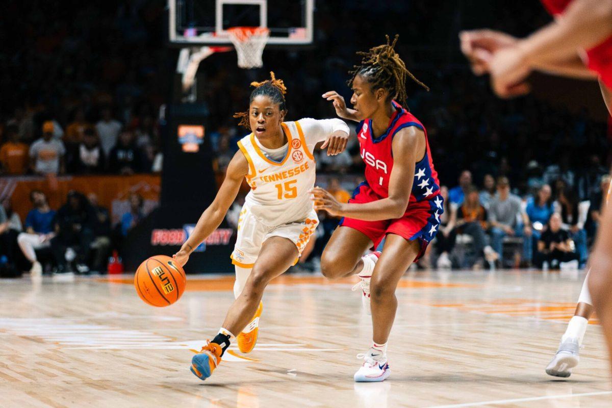 Jasmine Powell (15) against Team USA. Sunday, Nov. 5, 2023. (Parker Phegley)