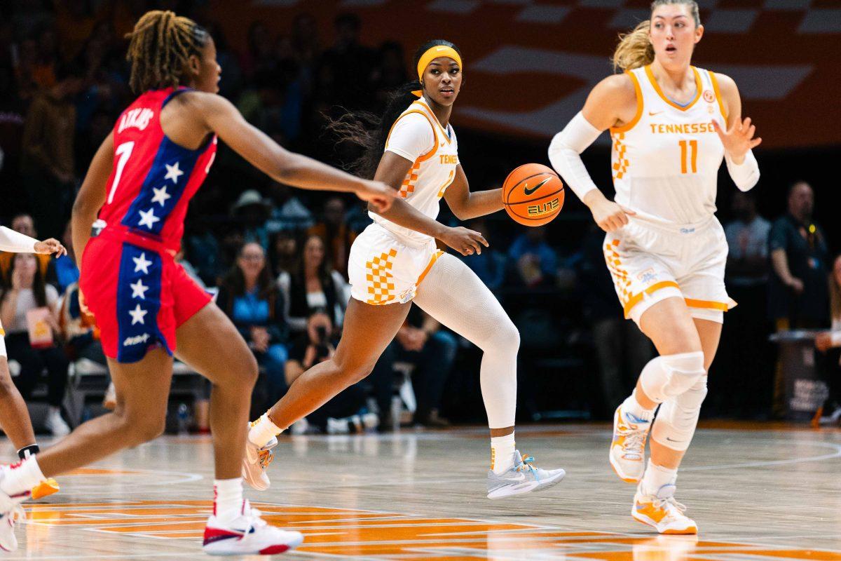 Rickea Jackson (2) moves the ball up the floor against Team USA. Sunday, Nov 5, 2023.