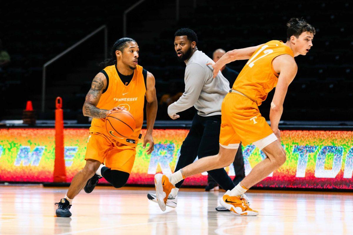Zakai Zeigler (5) dribbles at practice. Thursday, Oct. 26, 2023. 