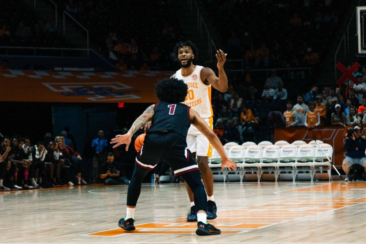 Josiah Jordan-James (30) instructs teammates against Lenoir-Rhyne. Oct 31, 2023. 