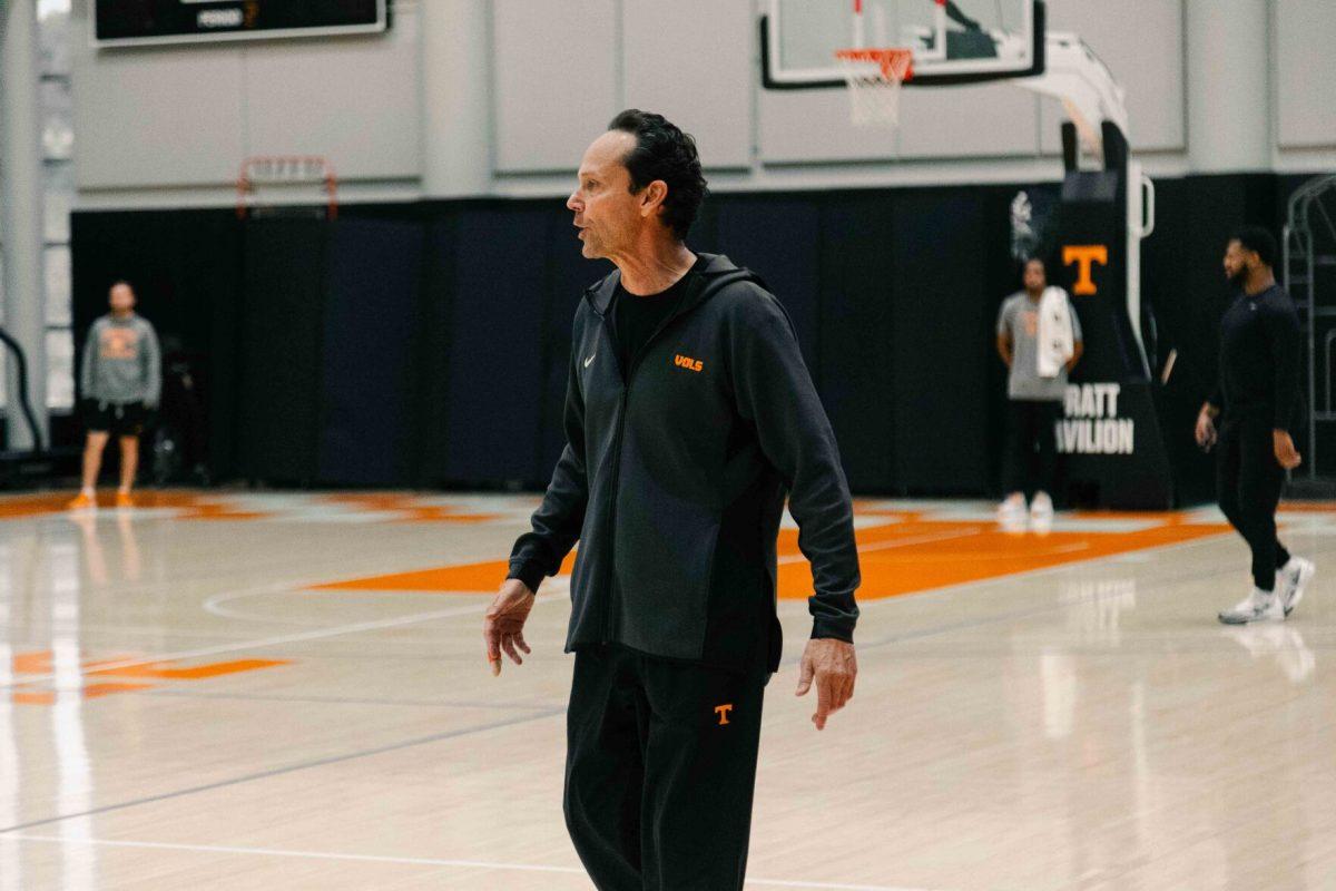 Assistant coach Gregg Polinsky coaches at practice in Pratt Pavilion. Thursday, Nov. 2, 2023. 