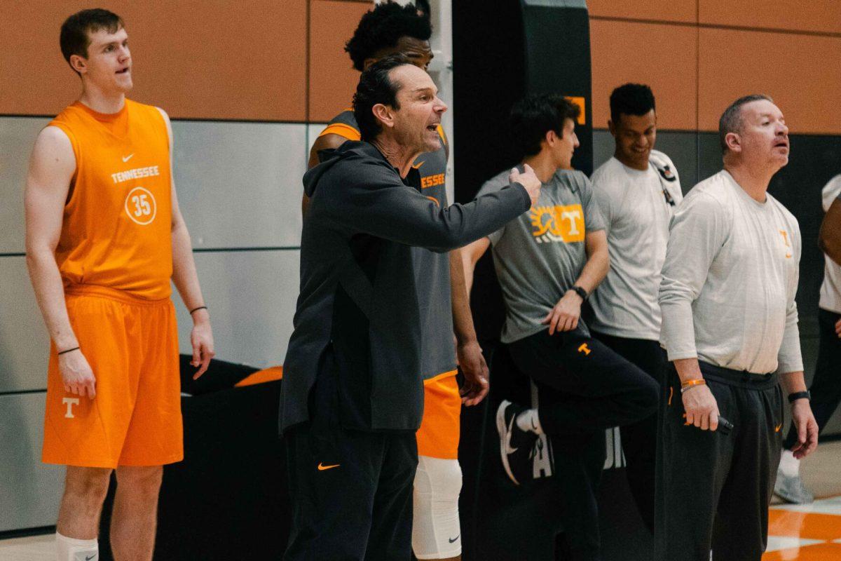 Assistant coach Gregg Polinsky coaches at practice in Pratt Pavilion. Thursday, Nov. 2, 2023. 