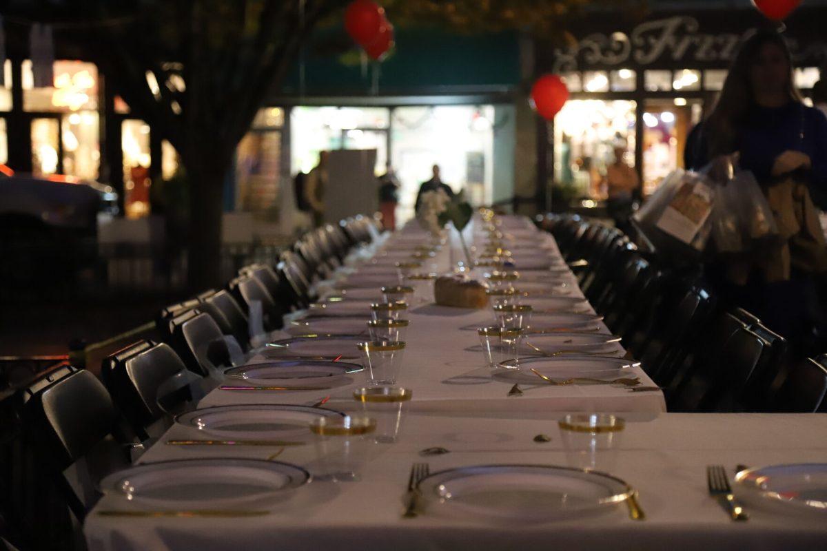 The Knoxville Jewish Alliance and greater Knoxville Jewish community set up empty Shabbat tables in honor of the people being held hostage by Hamas. Thursday, Nov. 16, 2023.