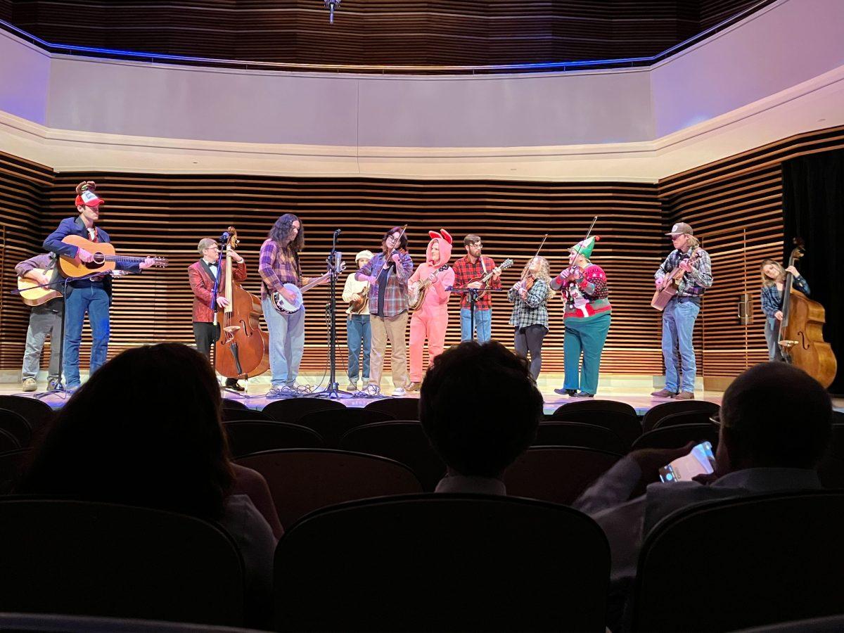 Members of the Appalachian String Band perform at the Natalie Haslam Music Center on Wednesday, Dec. 6, 2023.
