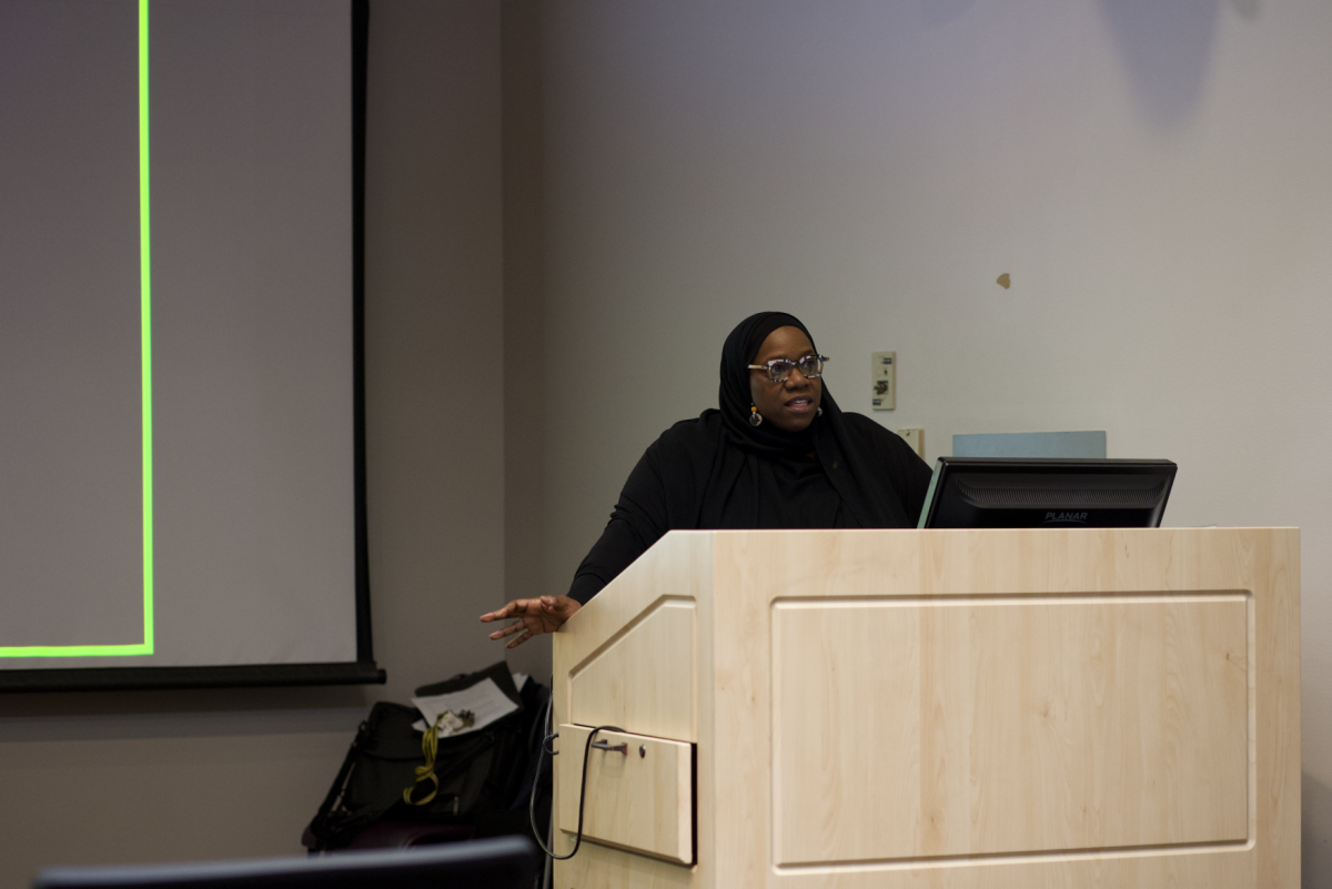 Kimberly Harper, an assistant professor at North Carolina A&amp;T, spoke on the importance of working with community initiatives to aid in the Black maternal health crisis. Monday, Feb. 12, 2024.