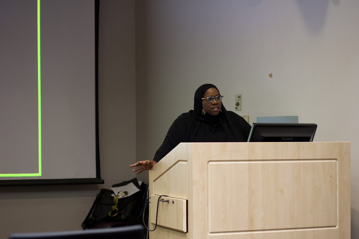 Kimberly Harper, an assistant professor at North Carolina A&amp;T, spoke on the importance of working with community initiatives to aid in the Black maternal health crisis. Monday, Feb. 12, 2024.