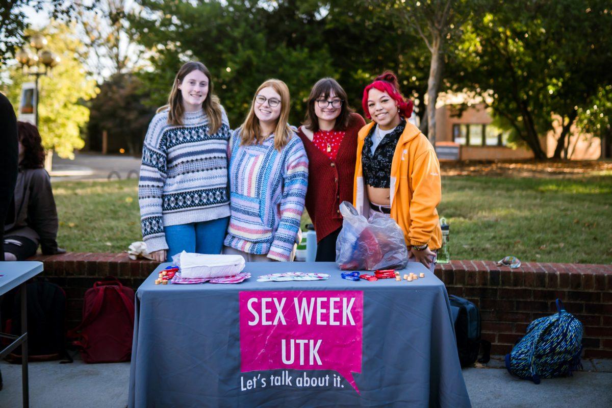 Sex Week tables at on Ped Walkway on Wednesday, Oct. 19, 2022. The organization, SEAT, continues its annual event despite legislative push back. 