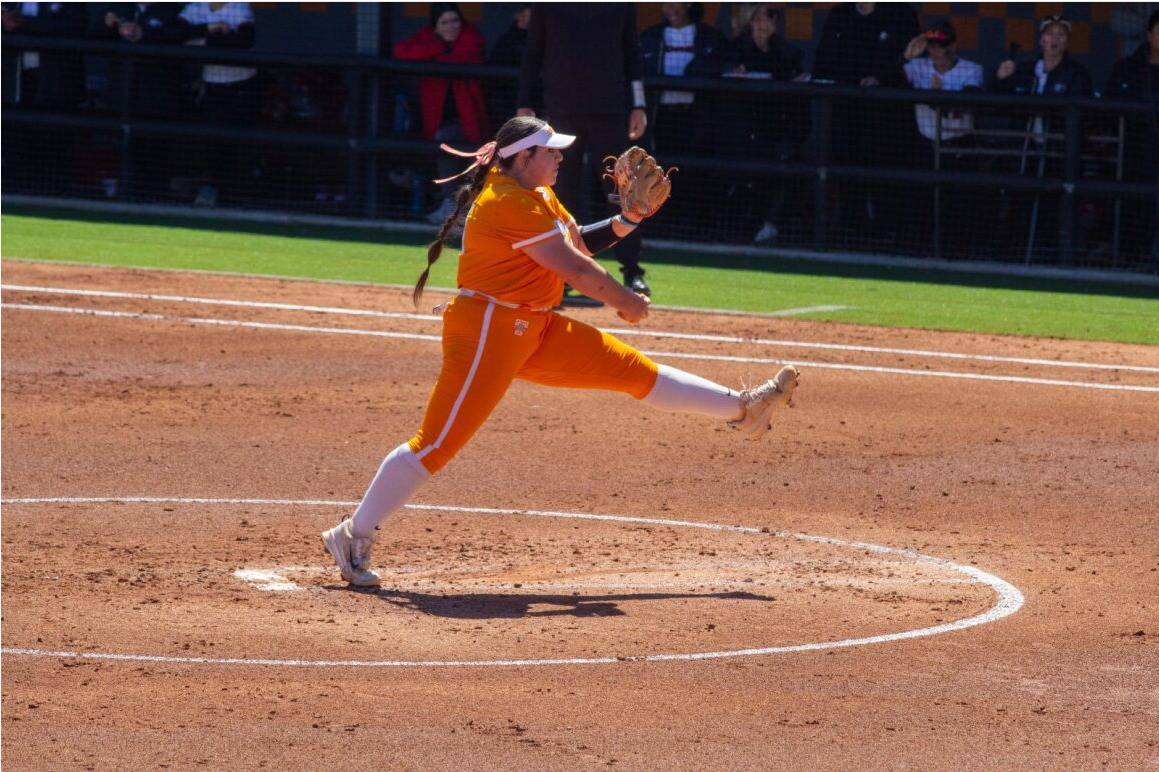 Payton Gottshall (33) pitches during a game against Georgia at Sherri Parker Lee Stadium. Saturday, April 6, 2024.