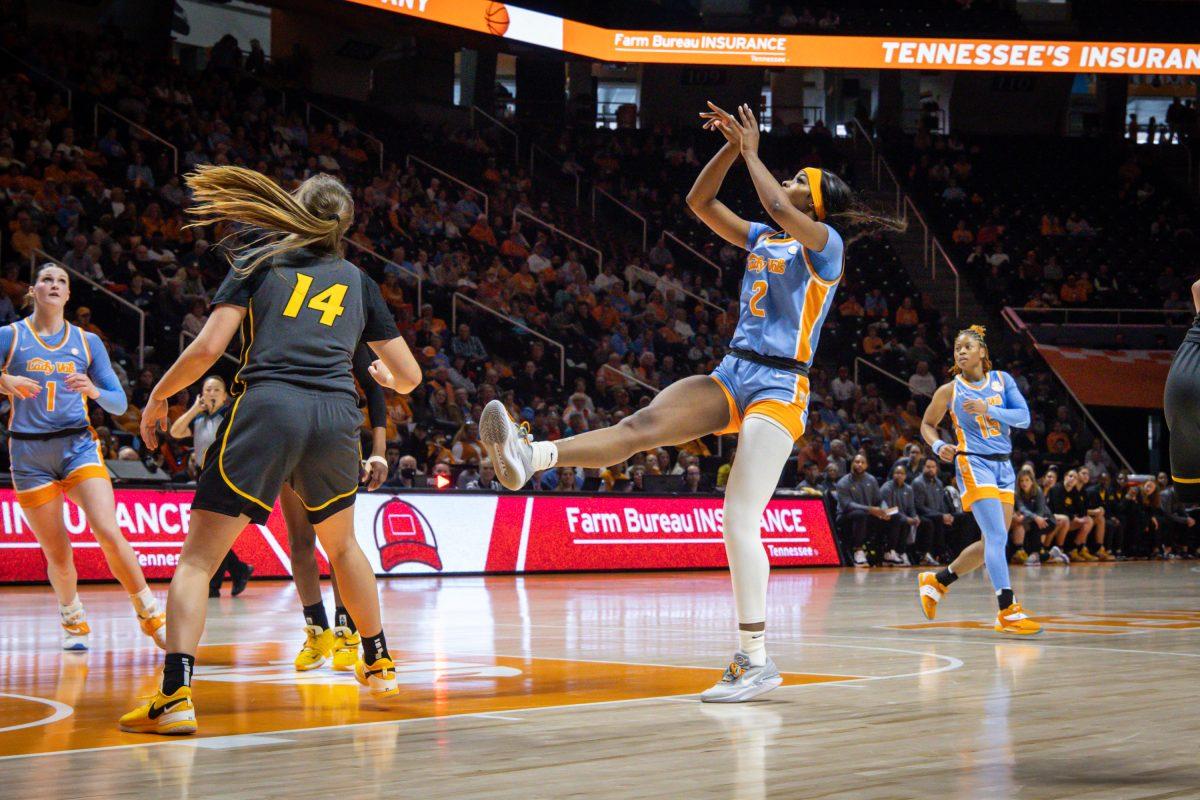 Rickea Jackson (2) attempts a shot during a game against the University of Missouri at Food City Center. Sunday, Feb. 4, 2023.