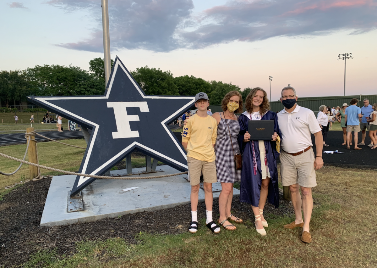Senior Amara Pappas's 2020 high school graduation was held on the school's football field. 