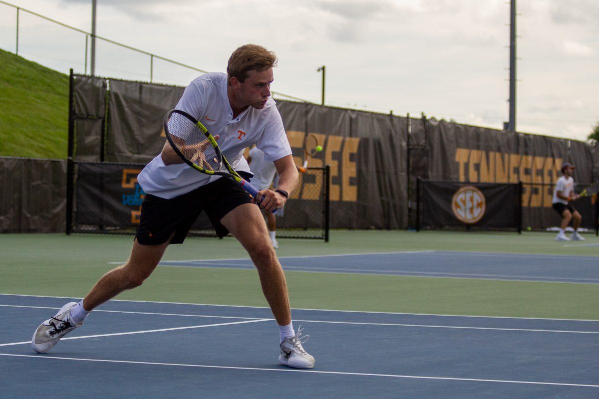 Johannus Monday backhands the ball during a match against Memphis at Barksdale Stadium. Saturday, May 4, 2024.