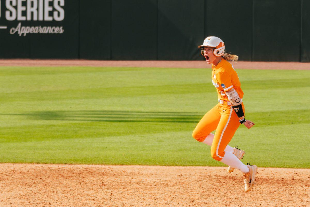Laura Mealer (2) celebrates a home run during a game against Alabama at Sherri Parker Lee Stadium. Friday, May 24, 2024.