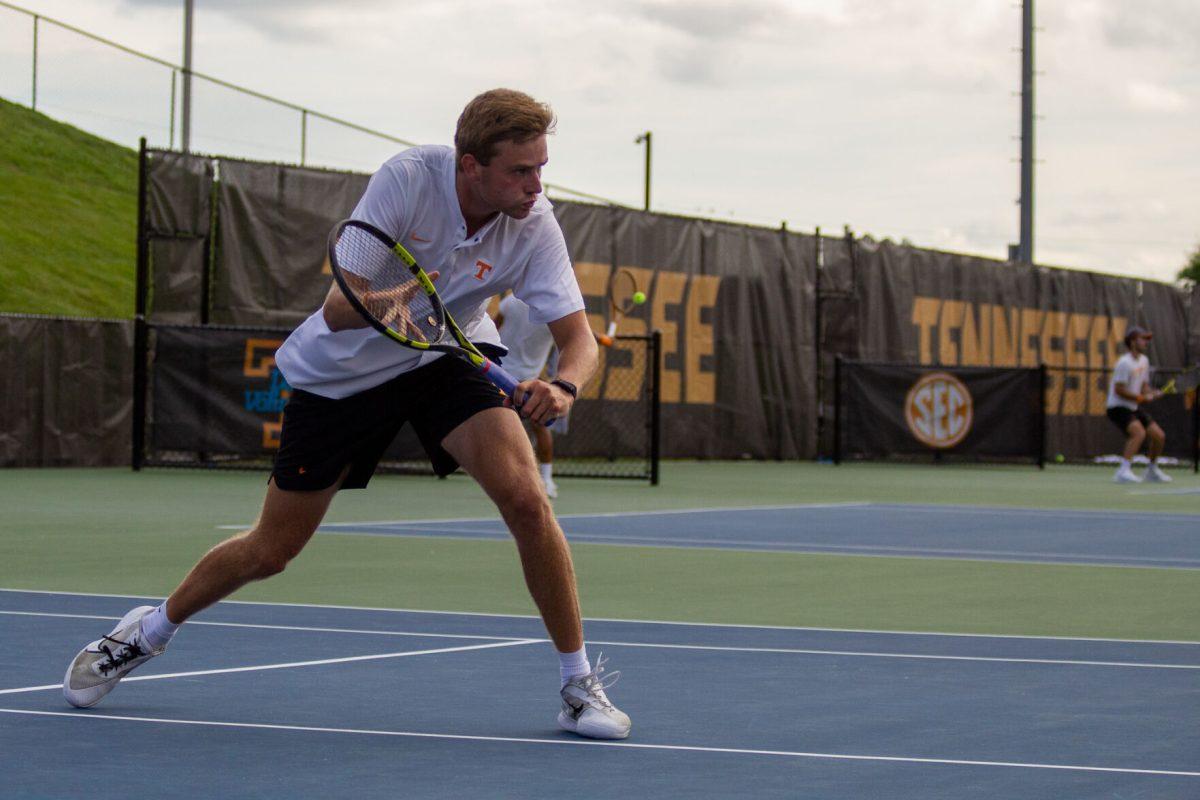 Johannus Monday backhands the ball during a match against Memphis at Barksdale Stadium. Saturday, May 4, 2024.