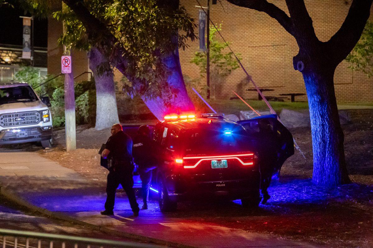 Cops set up to disperse protesters in support of Palestine get in their vehicle to leave. Thursday, May 2, 2024. 