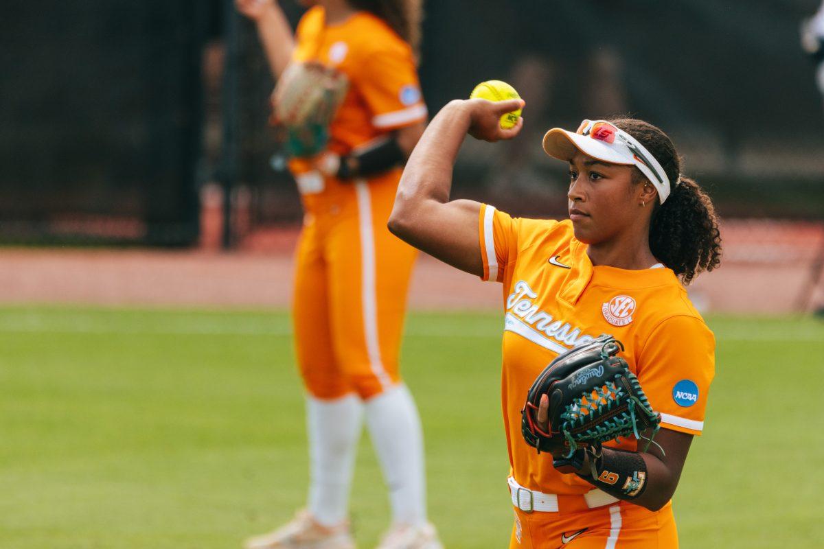 Kiki Milloy (9) takes the field before a game against Alabama at Sherri Parker Lee Stadium. Friday, May 24, 2024.