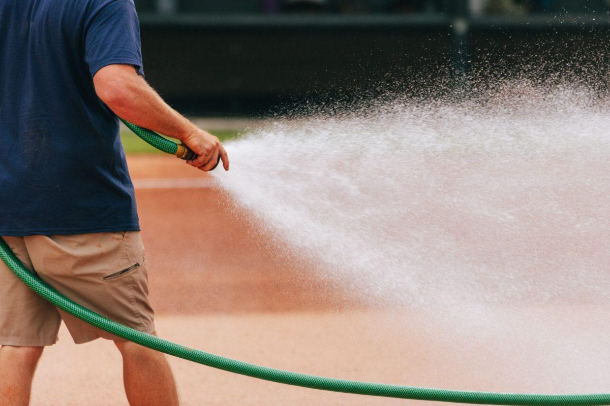 Grounds Crew prepares the field before a game against Alabama at Sherri Parker Lee Stadium. Friday, May 24, 2024.
