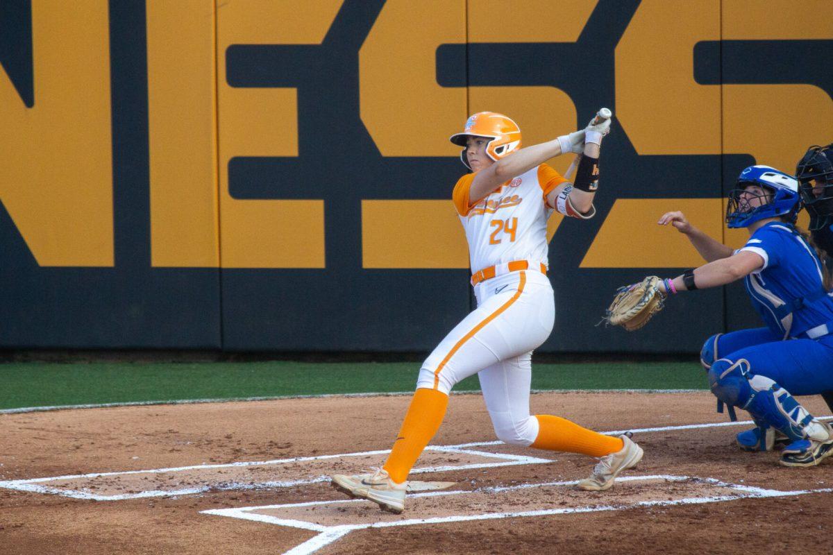 McKenna Gibson (24) bats during a game against Kentucky at Sherri Parker Lee Stadium. Thursday, May 2, 2024.