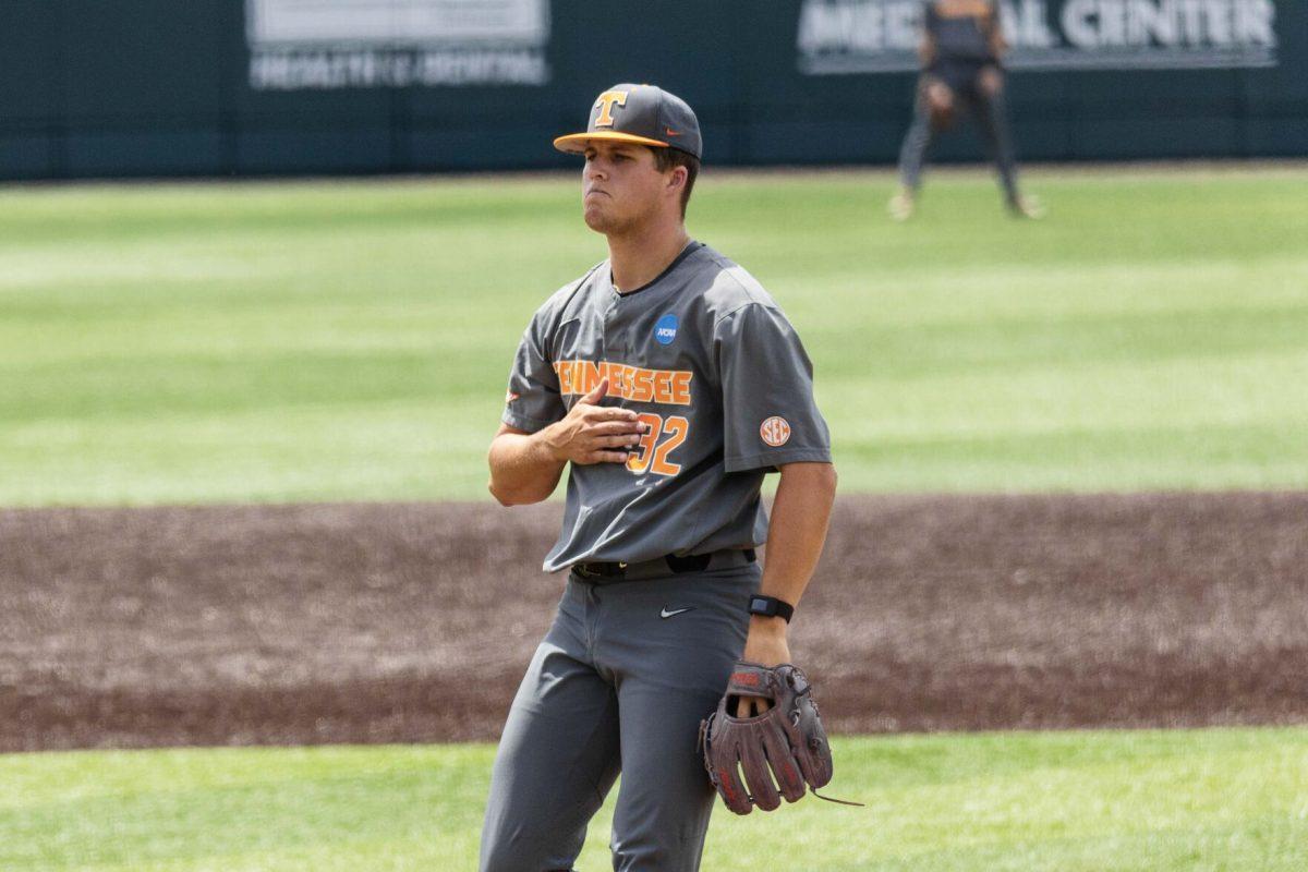 Drew Beam (32) during game against Evansville at Lindsey Nelson Stadium. Saturday, June 8, 2024.