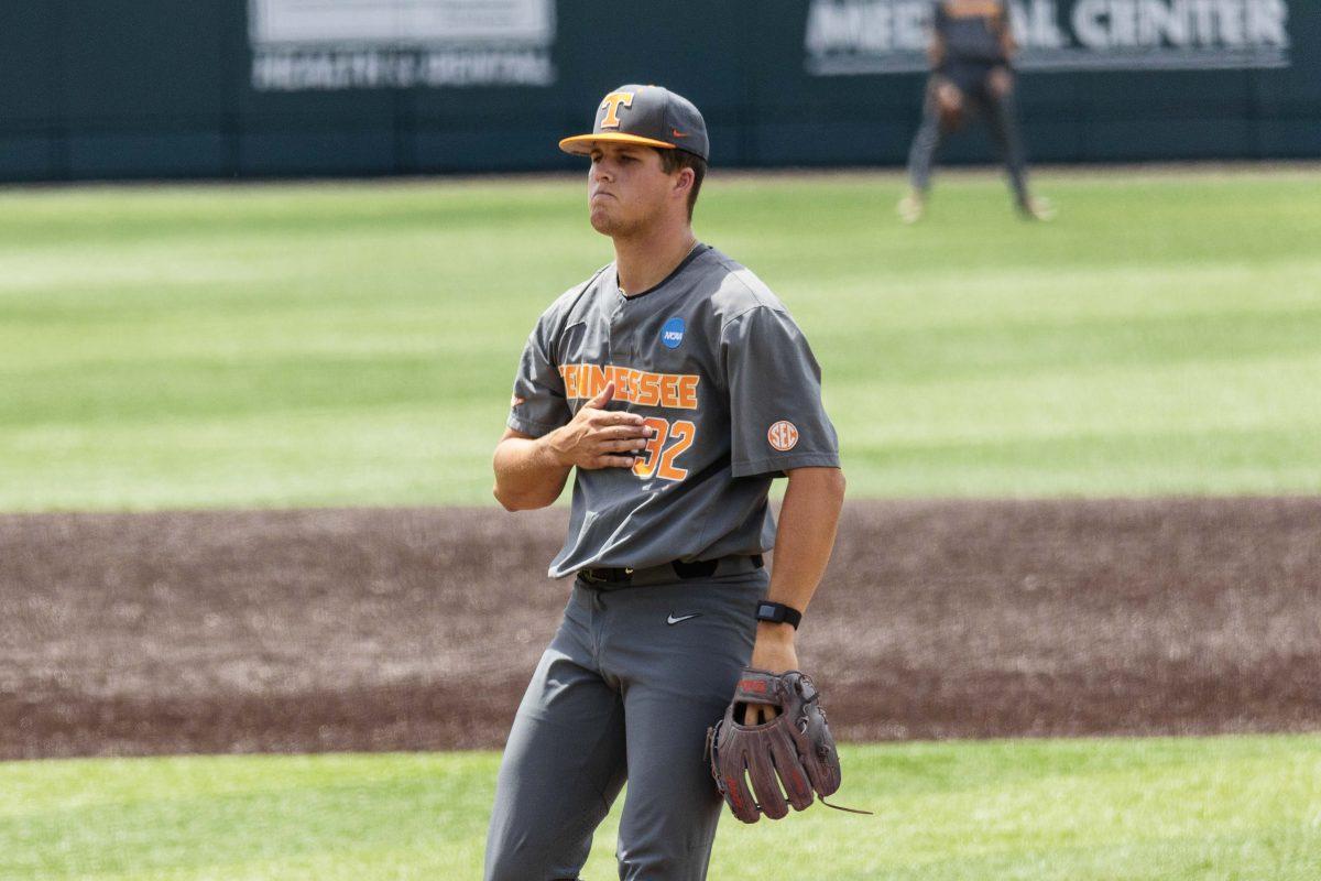 Drew Beam (32) during game against Evansville at Lindsey Nelson Stadium. Saturday, June 8, 2024.
