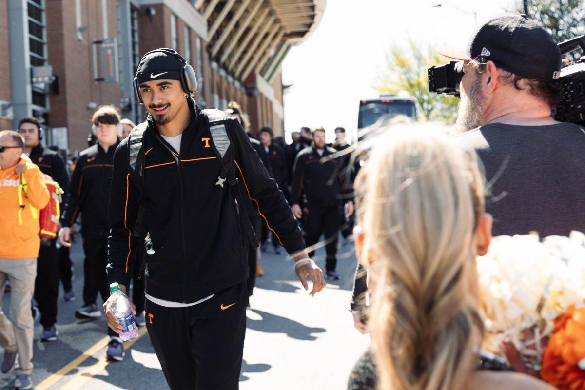 Nico Iamaleava during the Vol Walk before the spring game at Neyland Stadium. Saturday, April 13, 2024.