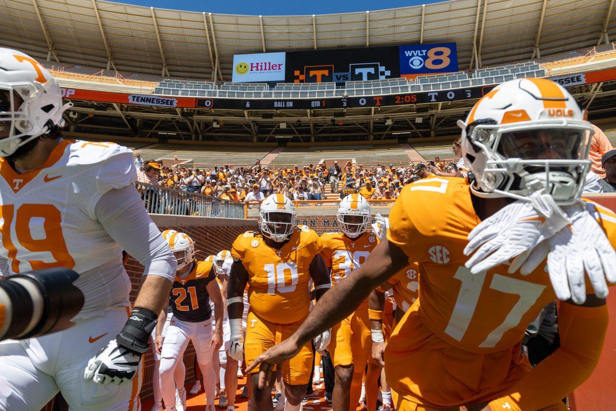 Tennessee takes the field for the Orange and White game at Neyland Stadium. Saturday, April 13, 2024.