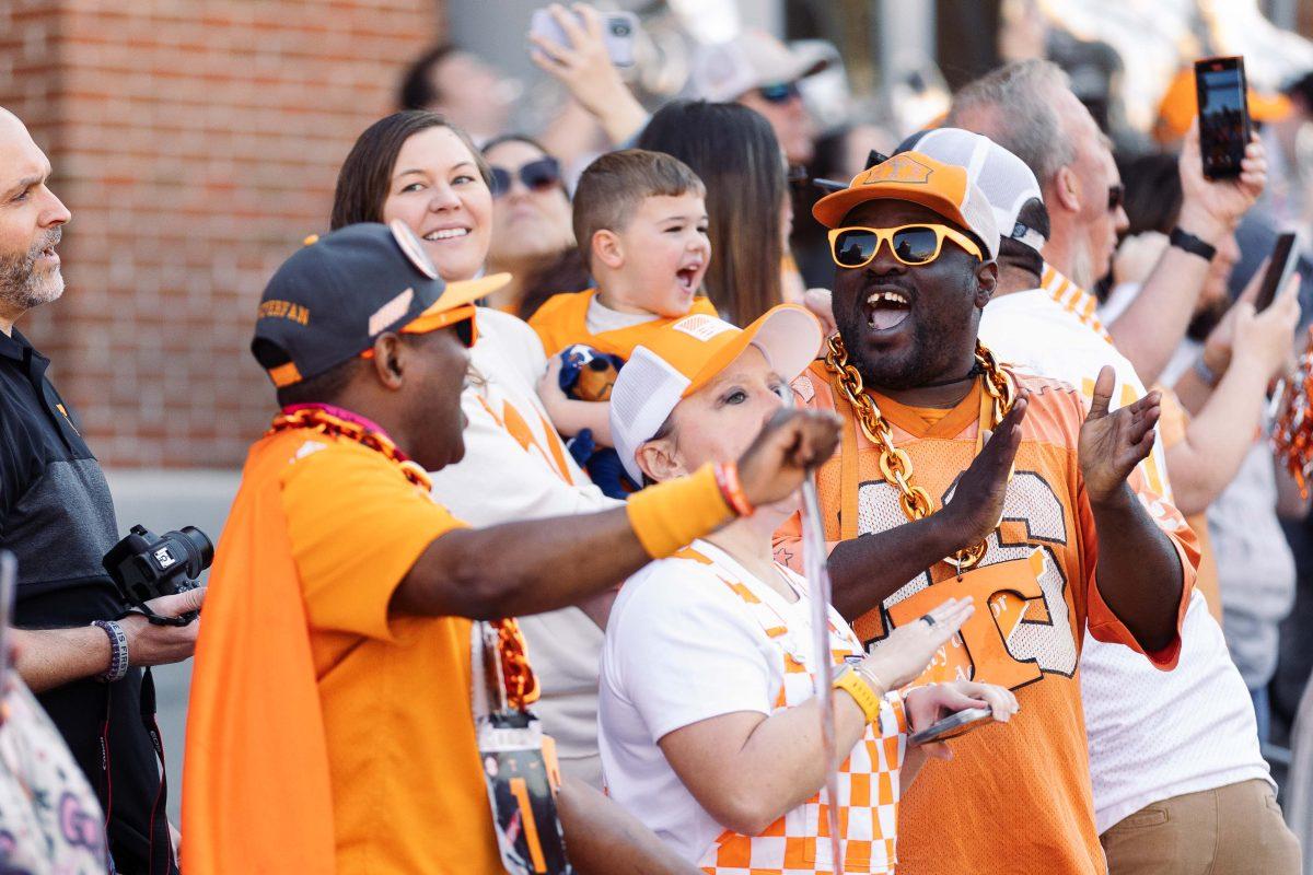 Fans await the arrival of Tennessee before the Vol Walk before the Orange and White game at Neyland Stadium. Saturday, April 13, 2024.