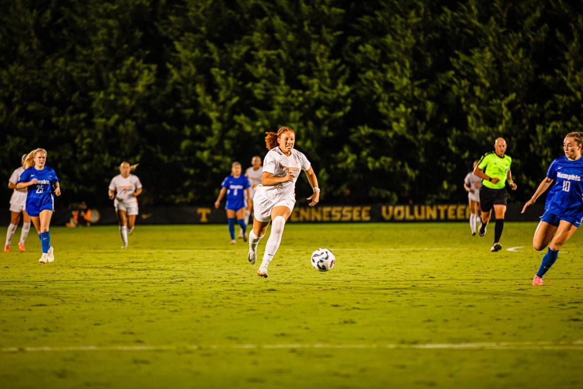 Jaida Thomas (2) on the counterattack during a match against Memphis at Regal Soccer Stadium. Thursday, Sept. 12, 2024.