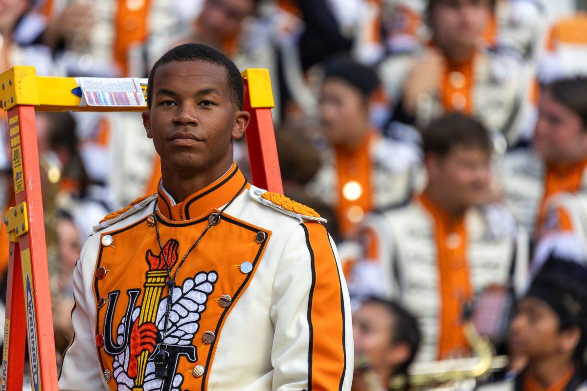 Drum major Christian Caroll during a game against Kent State at Neyland Stadium. Saturday, Sept. 14, 2024.