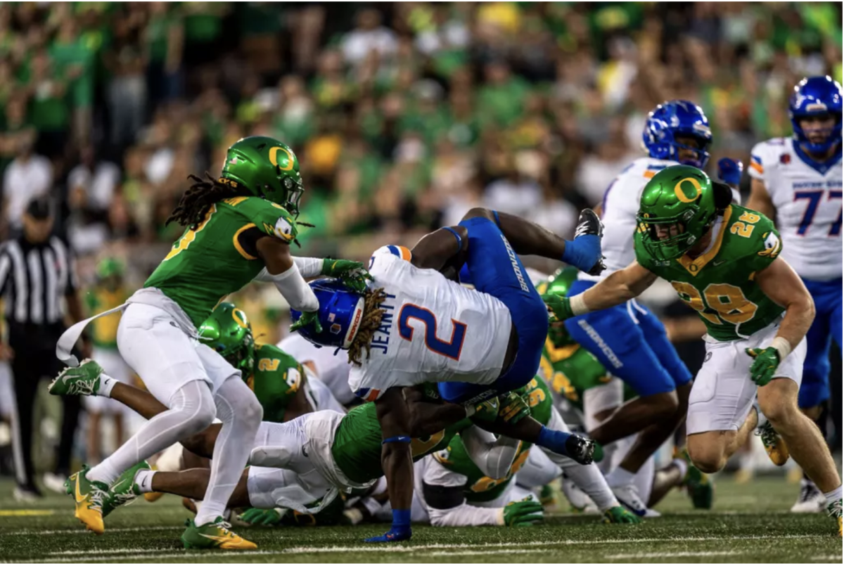 Ashton Jeanty rushing against No. 7/6 Oregon (Sept. 7, 2024). Photo by Kenna Harbison.