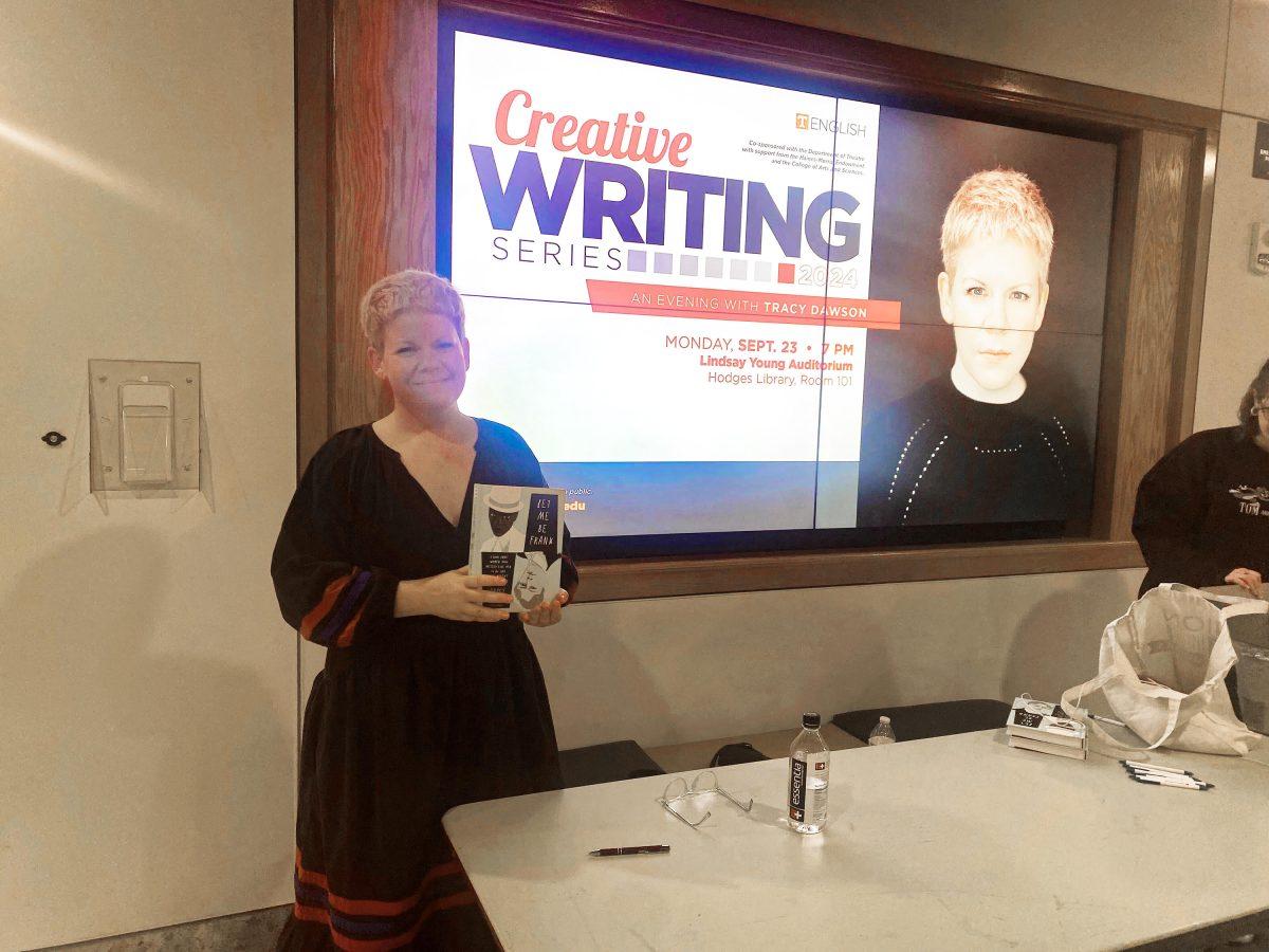 Tracy Dawson gives lecture at Hodges Library, Sept. 23, 2024.