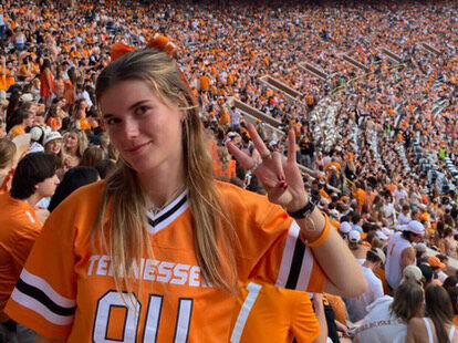 Ambrosia Sip embraces college life in the U.S. by attending a UT football game. 