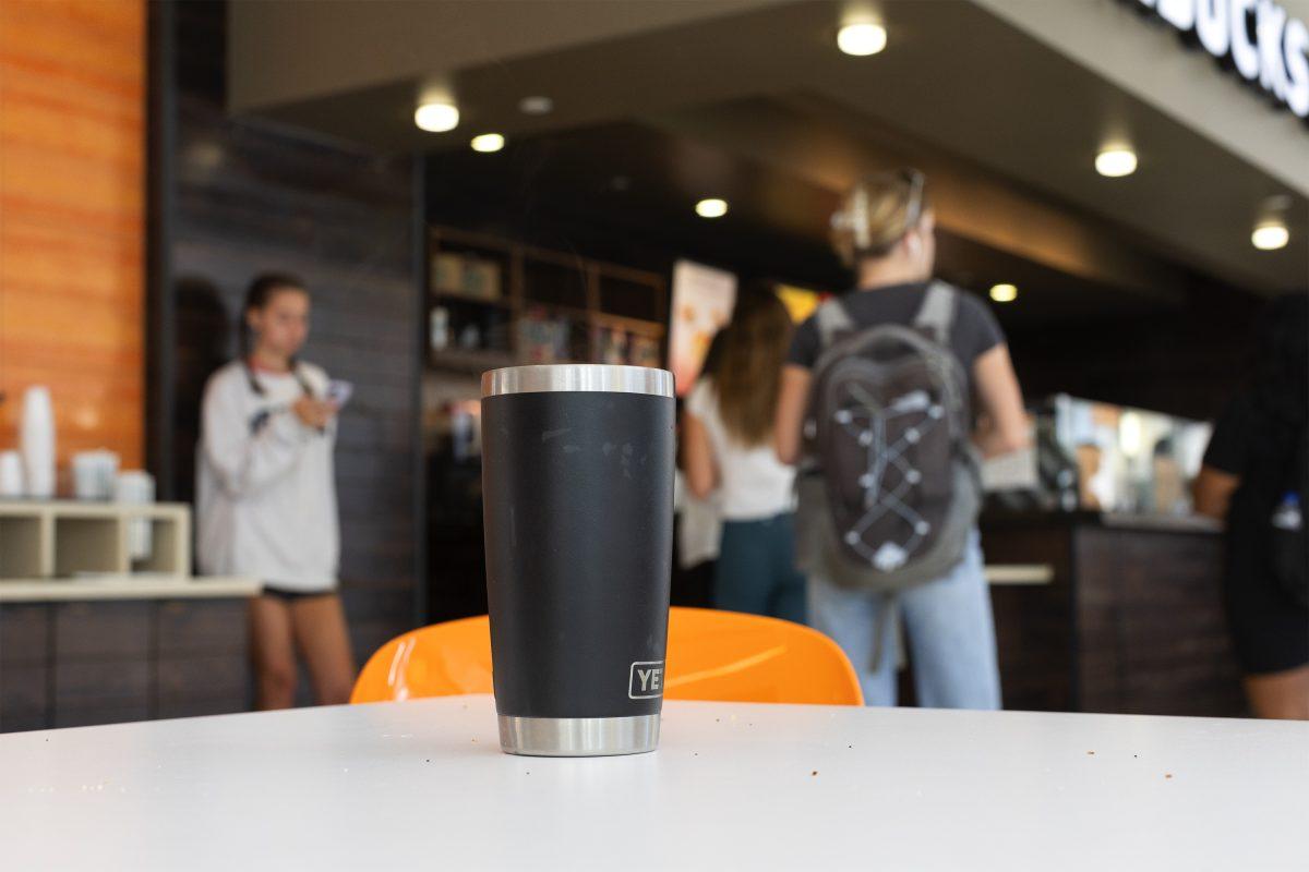 Students can get their personal mug filled up for a discount at Starbucks, the POD Market, Einstein Bros. and Dunkin' Donuts on campus, thanks to The Mug Project. Monday, Oct. 21, 2024.