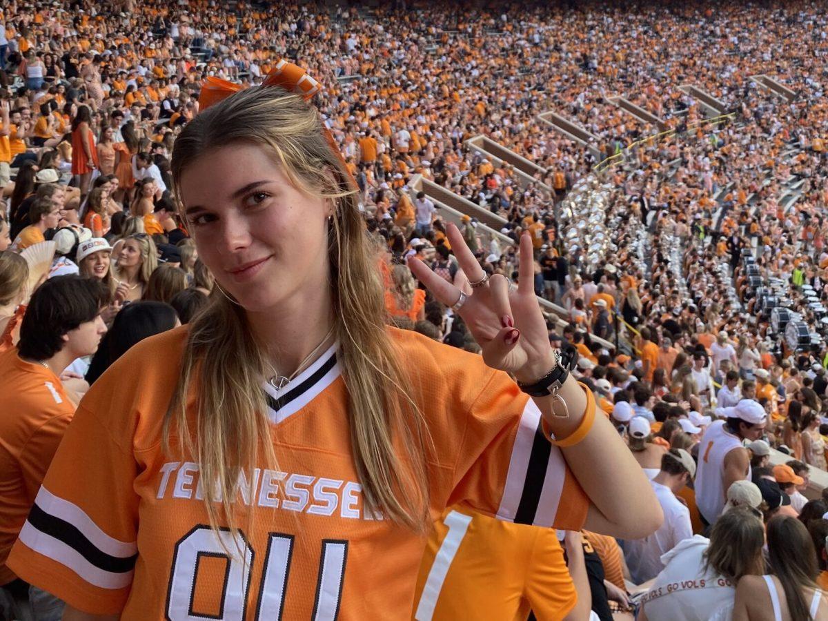 Ambrosia Sip embraces college life in the U.S. by attending a UT football game. 