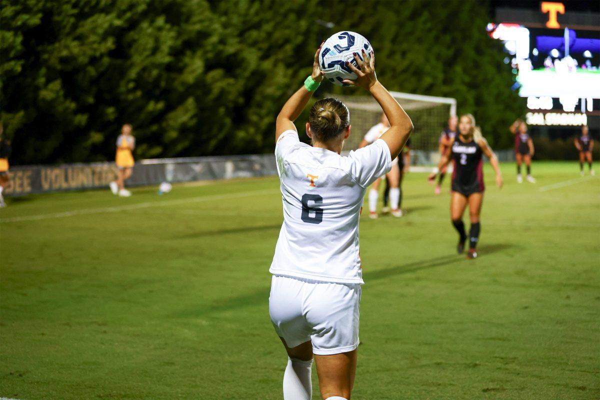 Sarah Bridenstine (6) throws the ball in against South Carolina at Regal Soccer Stadium. Thursday, Oct. 24, 2024.
