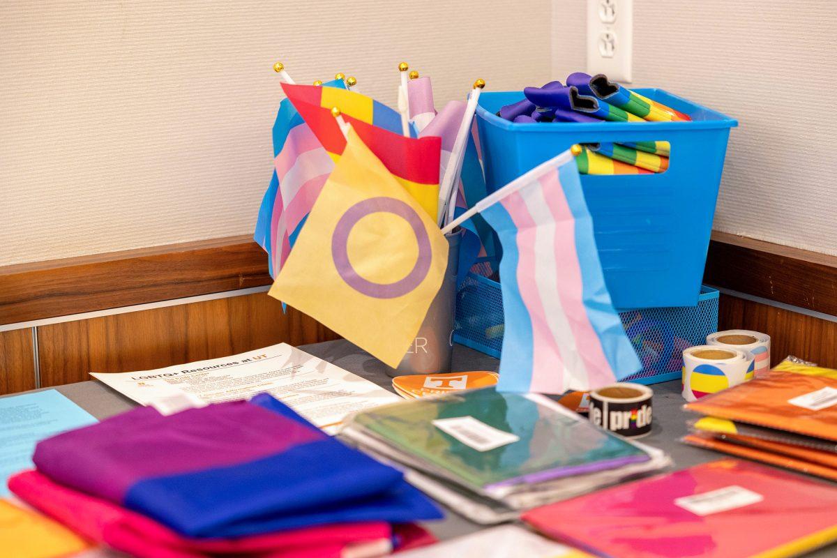 Table decorations at the Pride Center National Coming Out Day Tailgate in the Student Union on Oct 11, 2024. 