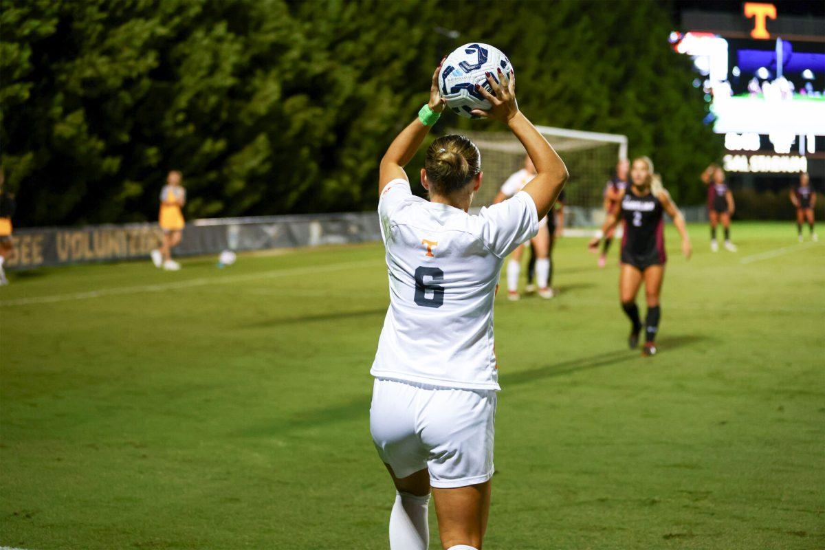 Sarah Bridenstine (6) throws the ball in against South Carolina at Regal Soccer Stadium. Thursday, Oct. 24, 2024.