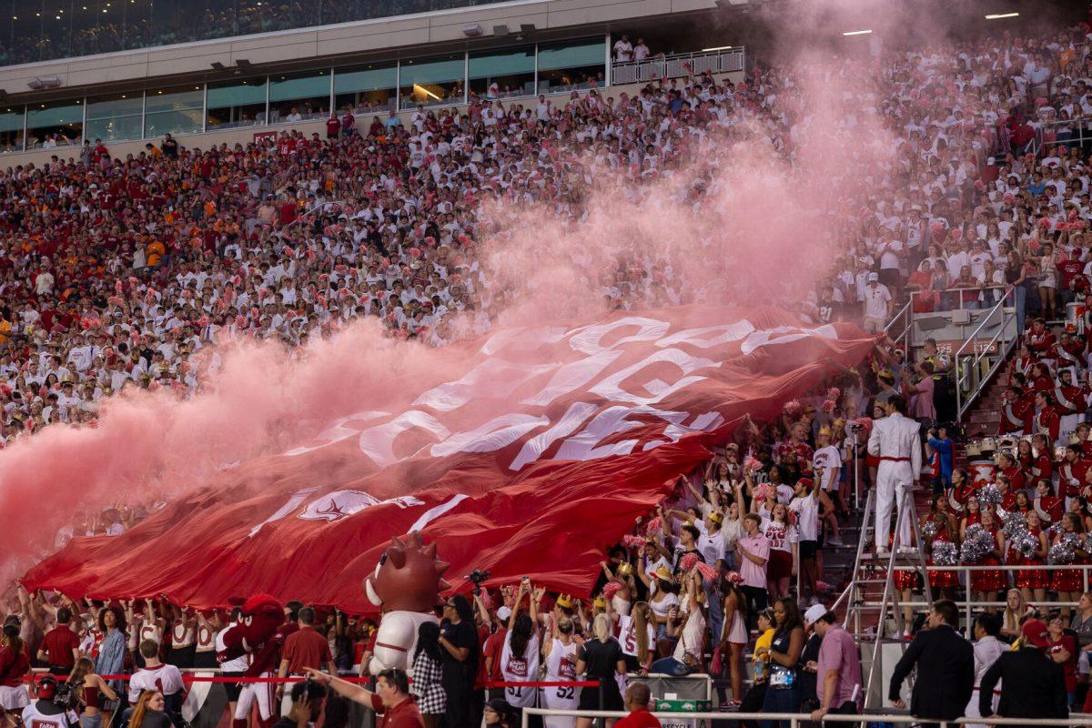 Arkansas fans prepare for a game between Tennessee and Arkansas at Donald W. Reynolds Razorback Stadium. Saturday, Oct. 5, 2024. 