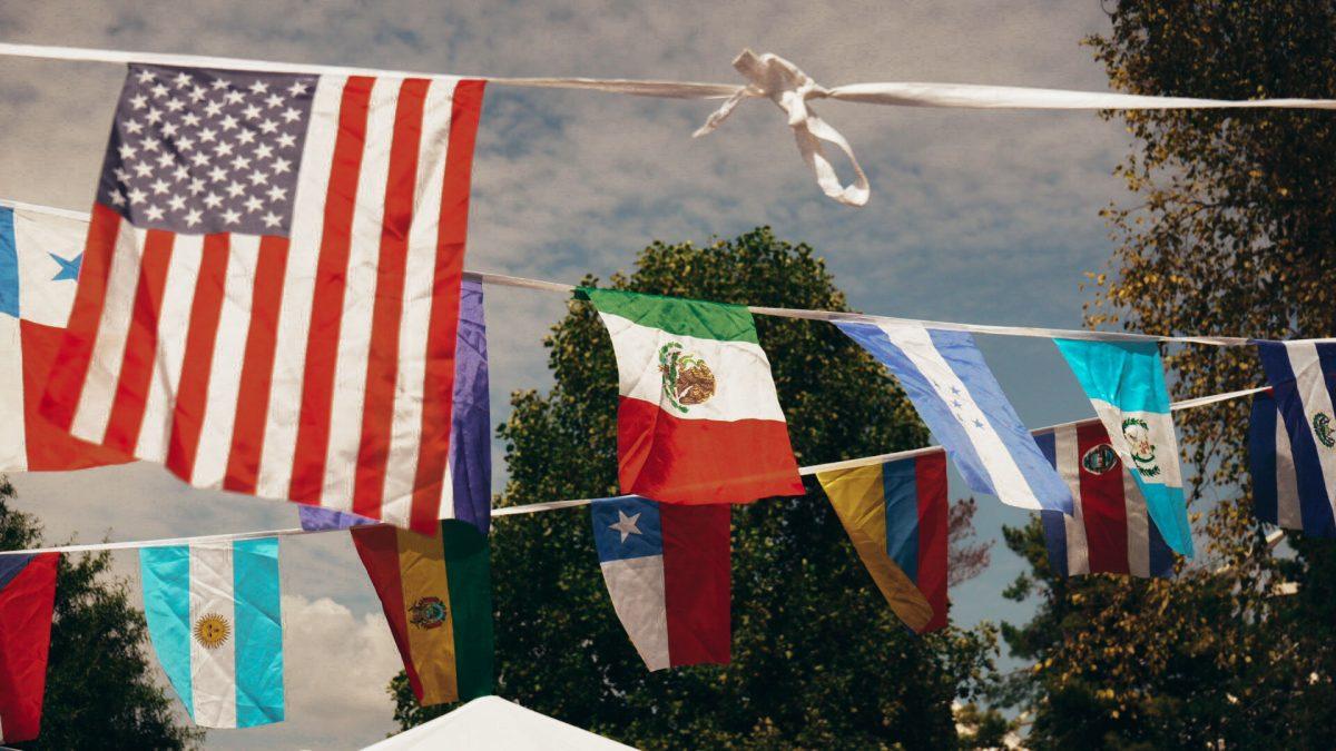 Flags of varying countries hung at the HoLa Festival. Sept. 22, 2024