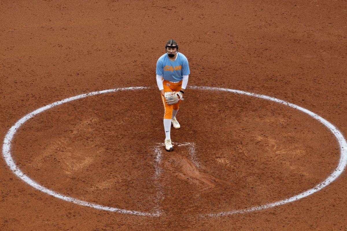 Sage Mardjetko (6) winds up to deliver the pitch against Georgia Tech at Sherri Parker Lee Stadium. Saturday, Sept. 28, 2024.