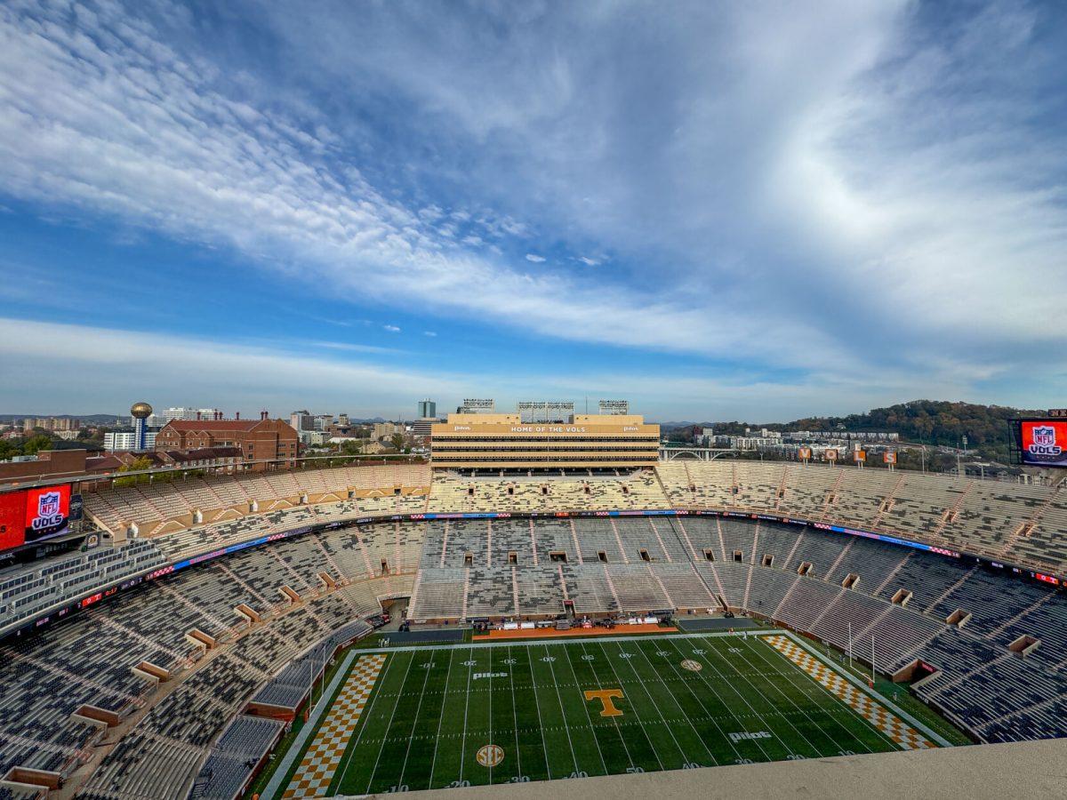 The view of Neyland Stadium from the roof ahead of homecoming. Saturday, Nov. 9, 2024. 
