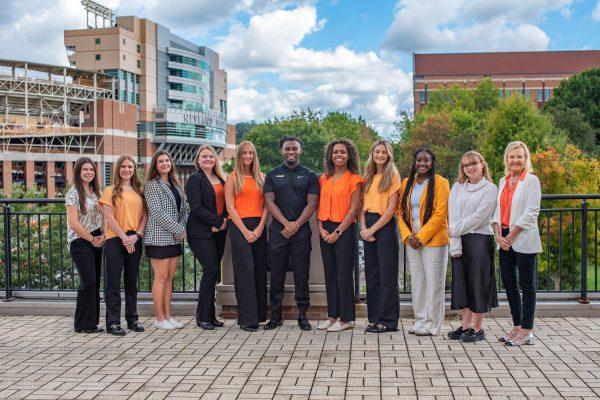 The students from the Haslam College of Business selected to attend Super Bowl LIX in New Orleans, Louisiana, lead by Dr. Debra Mackey (far right).  
