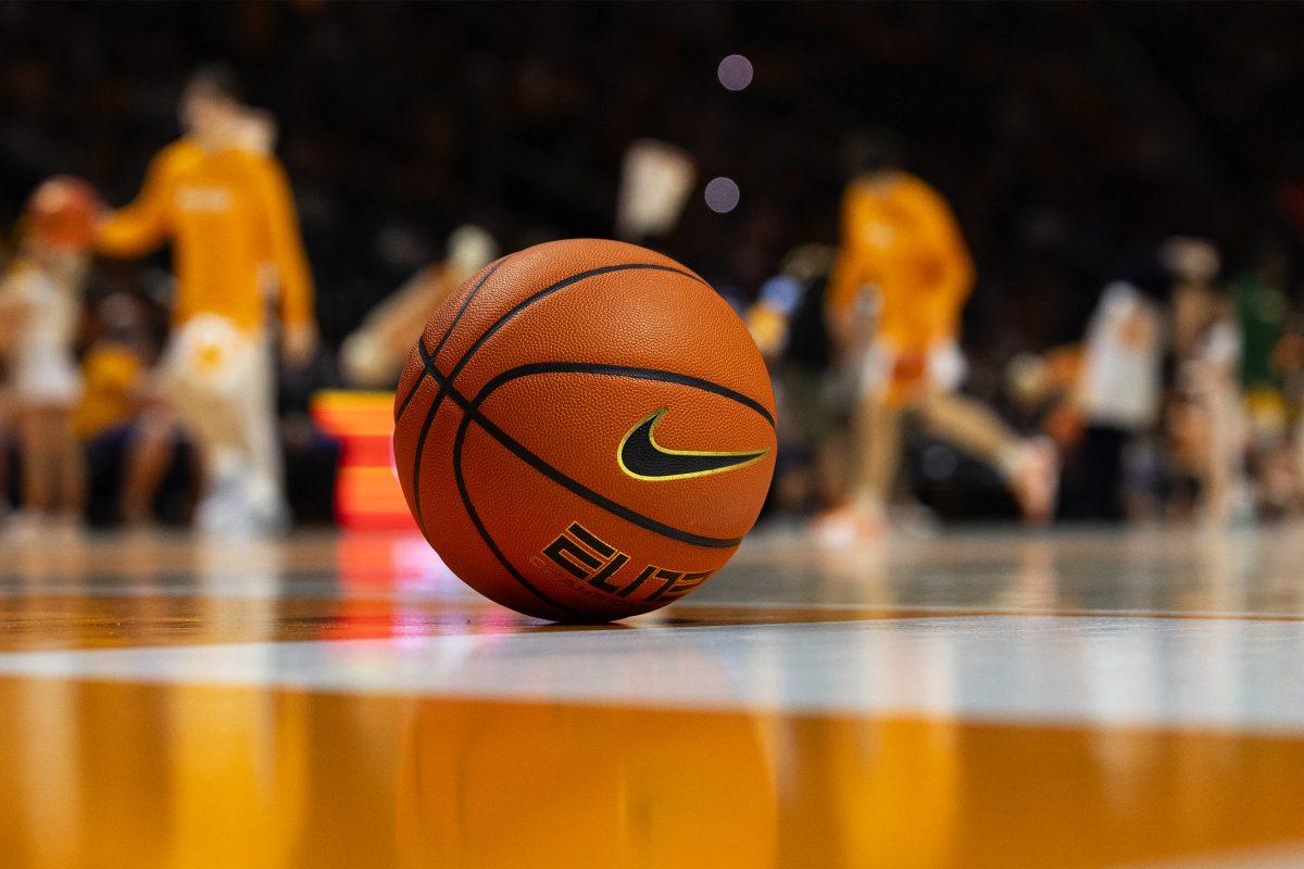A ball sits on the court before the Volunteers take on Norfolk St. at Thompson-Boling Arena at Food City Center. Tuesday, Dec. 31, 2024.