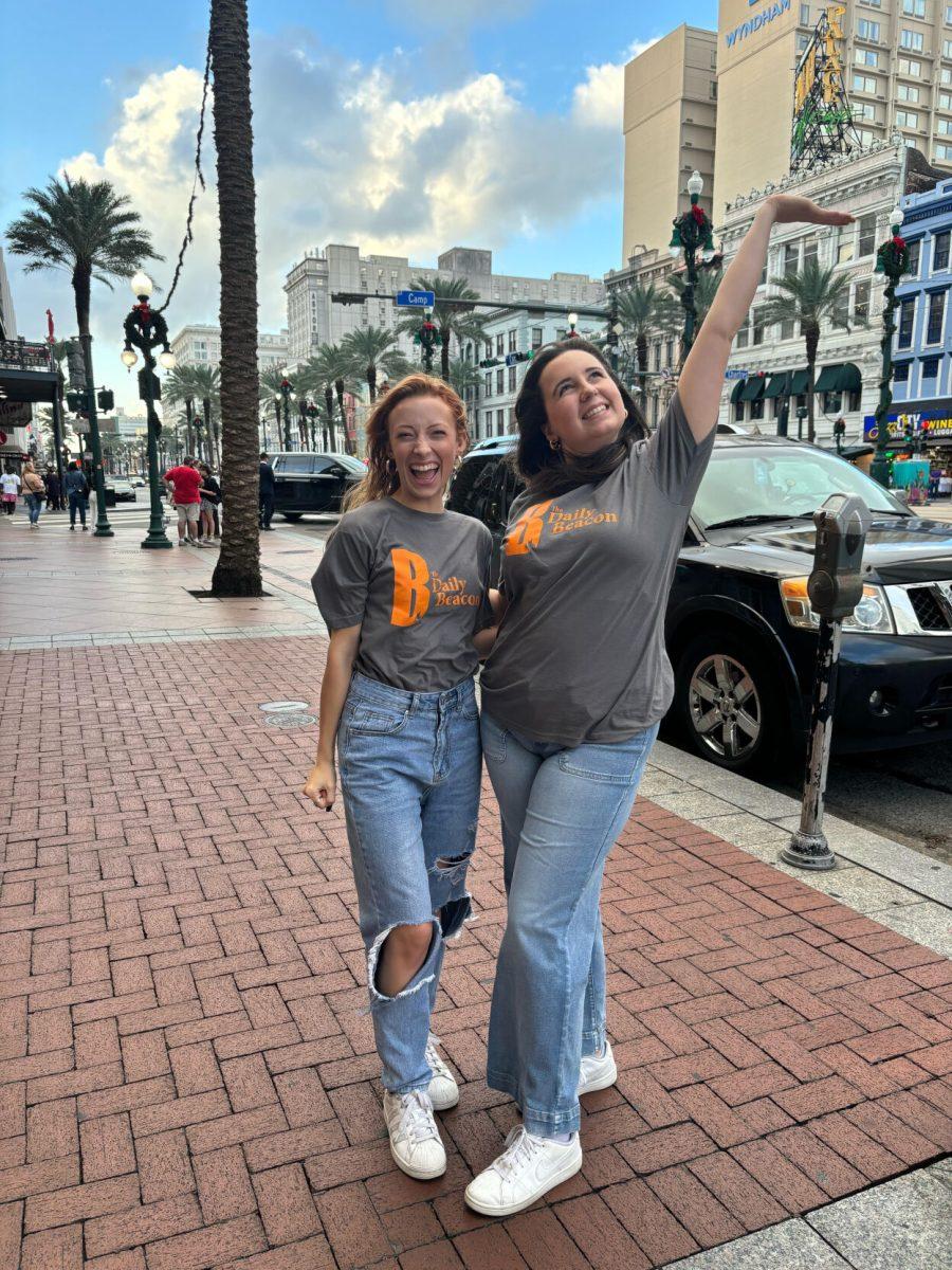 Shelby Wright and Caden Dyer in New Orleans, Louisiana, representing The Daily Beacon at the College Media Association conference. Nov. 2, 2024.